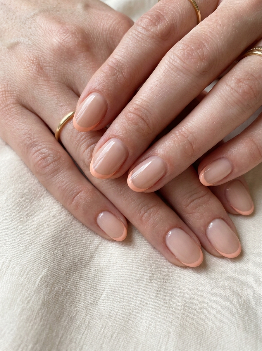 Soft Peach Border Nails